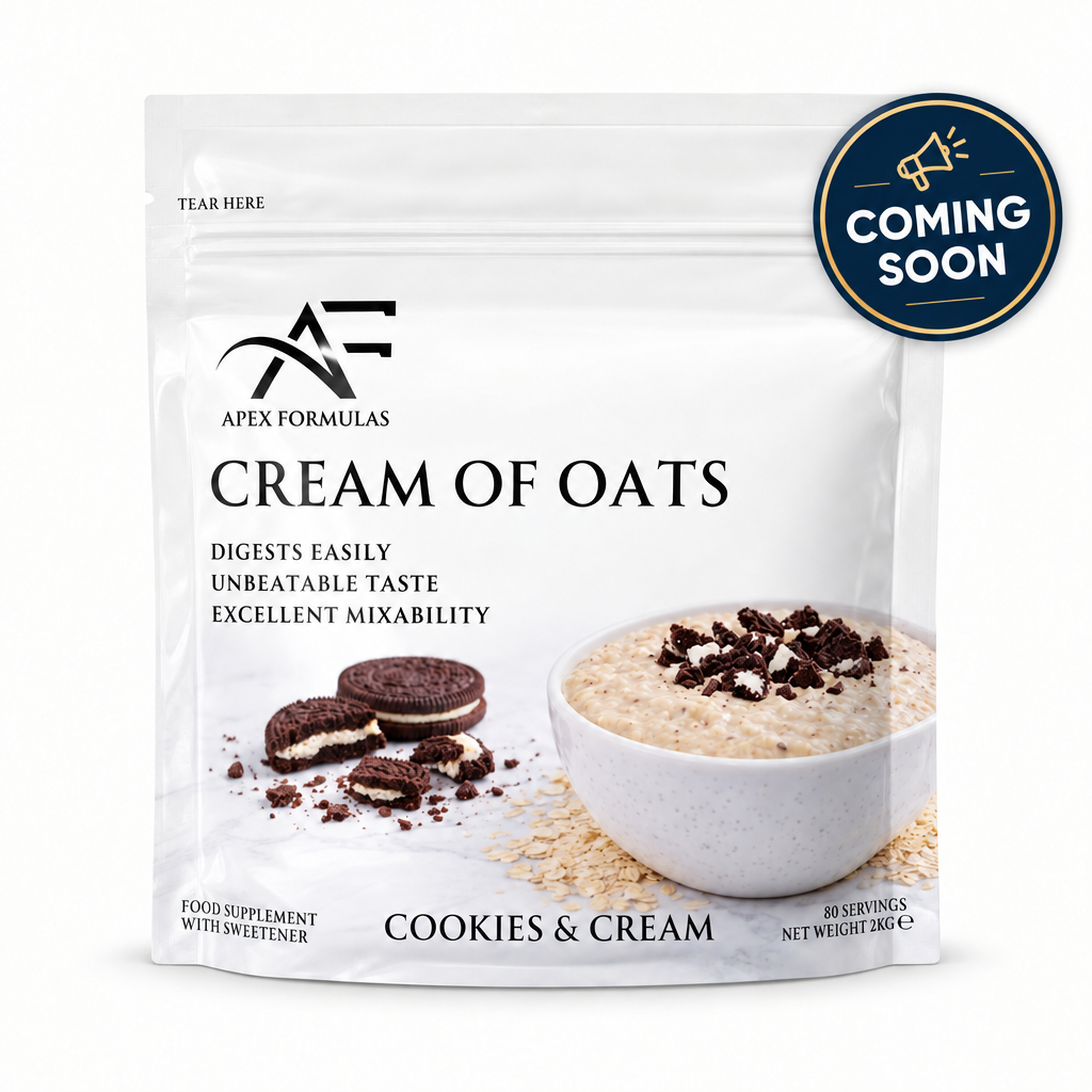 Apex Formulas Cream of Oats Cookies & Cream met Coming Soon-badge